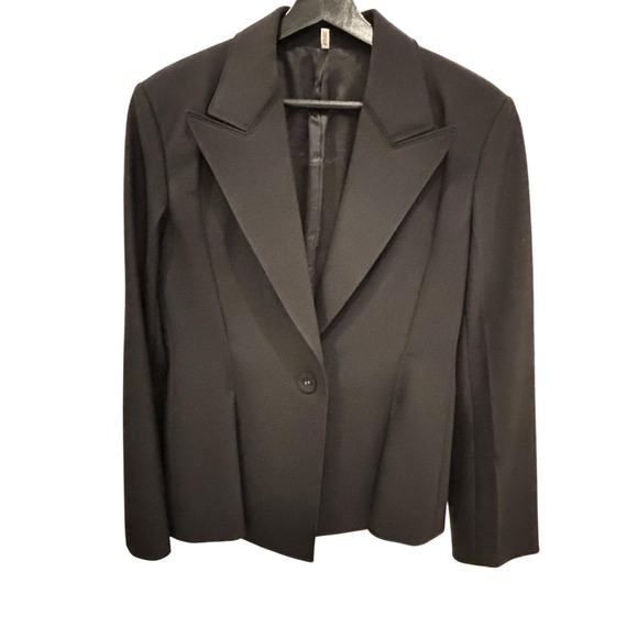 Helmut Lang Black Wool-Blend‎ Tailored Structured Blazer Italian Fabric, 10 - Picture 8 of 9